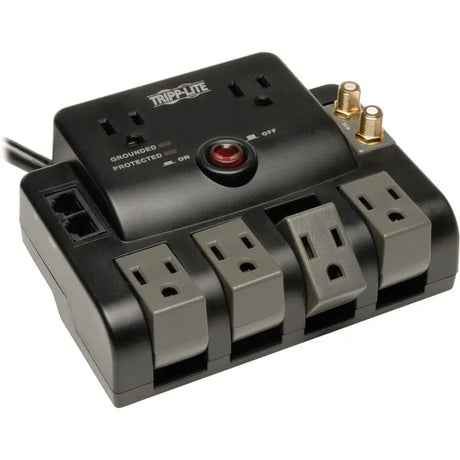 EATON Tripp Lite Surge Protector 120V 6 Outlet Rotating RJ11 Coax 6' Cord - 6 x NEMA 5-15R - 1440 J - 120 V AC Input - TLP606RNET