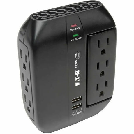 EATON Tripp Lite Surge Protector Direct Plug-In 6 Outlet 3 Rotatable Outlets, 2 USB Charging Ports - 6 x NEMA 5-15R, 2 x USB - 1200 J - 120 V AC Input - SWIVEL6USB