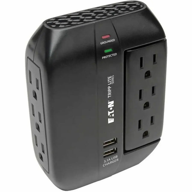 EATON Tripp Lite Surge Protector Direct Plug-In 6 Outlet 3 Rotatable Outlets, 2 USB Charging Ports - 6 x NEMA 5-15R, 2 x USB - 1200 J - 120 V AC Input - SWIVEL6USB