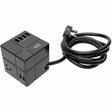 EATON Tripp Lite Surge Protector Power Cube 3-Outlet 6 USB-A 7.2A 6ft Cord Black - 3 x NEMA 5-15R, 6 x USB - 1800 VA - 540 J - 120 V AC Input - TLP366CUBEUSBB