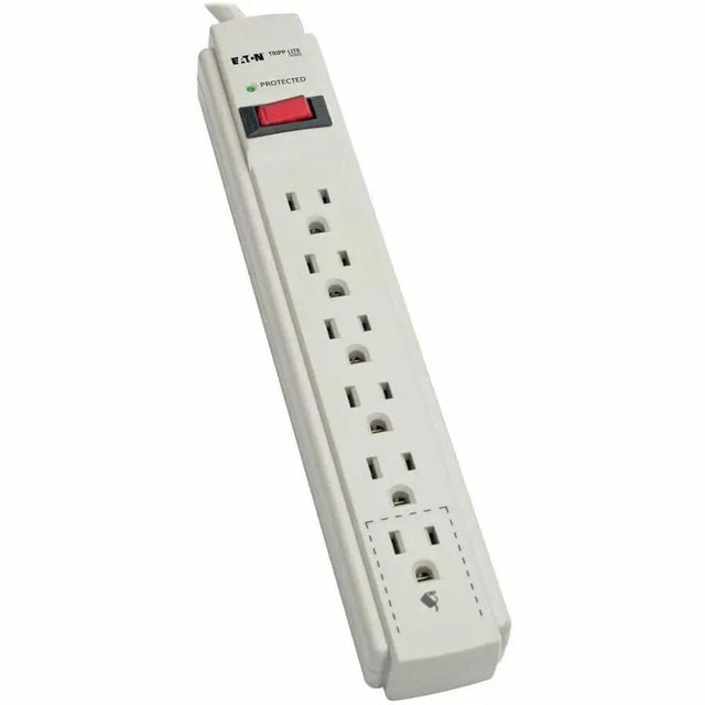 EATON Tripp Lite Surge Protector Power Strip 120V 6 Outlet 8' Cord 990 Joule Flat Plug - 6 x NEMA 5-15R - 1875 VA - 990 J - 120 V AC, 125 V AC Input - TLP608