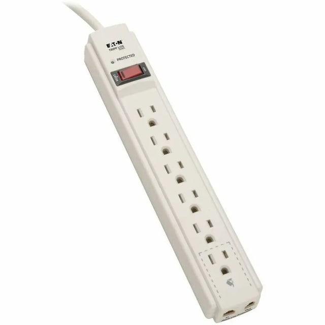 EATON Tripp Lite Surge Protector Power Strip 120V 6 Outlet RJ11 4' Cord 790 Joule - 6 x NEMA 5-15R - 1800 VA - 790 J - 120 V AC Input - 120 V AC Output - Fax/Modem/Phone