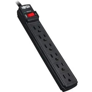 EATON Tripp Lite Surge Protector Power Strip 6 Outlet 6' Cord 360 Joules Black - 6 x NEMA 5-15R - 1875 VA - 360 J - 125 V AC Input - 125 V AC Output - TLP6B