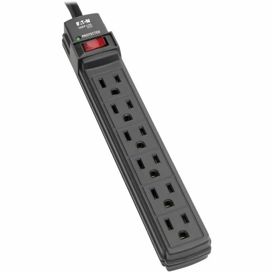 EATON Tripp Lite Surge Protector Power Strip 6 Outlet 6' Cord 360 Joules Black - 6 x NEMA 5-15R - 1875 VA - 360 J - 125 V AC Input - 125 V AC Output - TLP6B