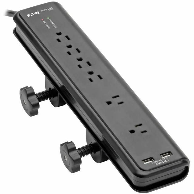 EATON Tripp Lite Surge Protector Power Strip Desk Mount 120V USB 6 Outlet 6' Cord - 6 x NEMA 5-15R - 1875 VA - 2100 J - 120 V AC Input - 5 V DC Output - TLP606DMUSB