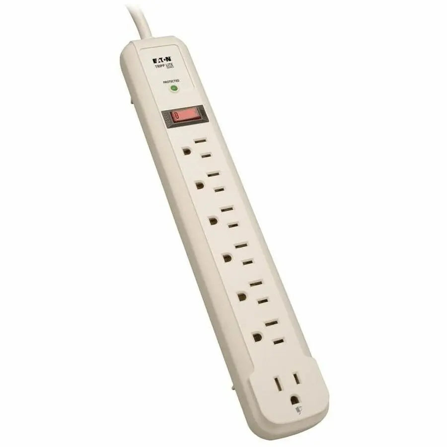 EATON Tripp Lite Surge Protector Power Strip TL P74 R 120V Rt Angle 7 Outlet 4' Cord - 7 x NEMA 5-15R - 1800 VA - 1080 J - 125 V AC Input - TLP74R