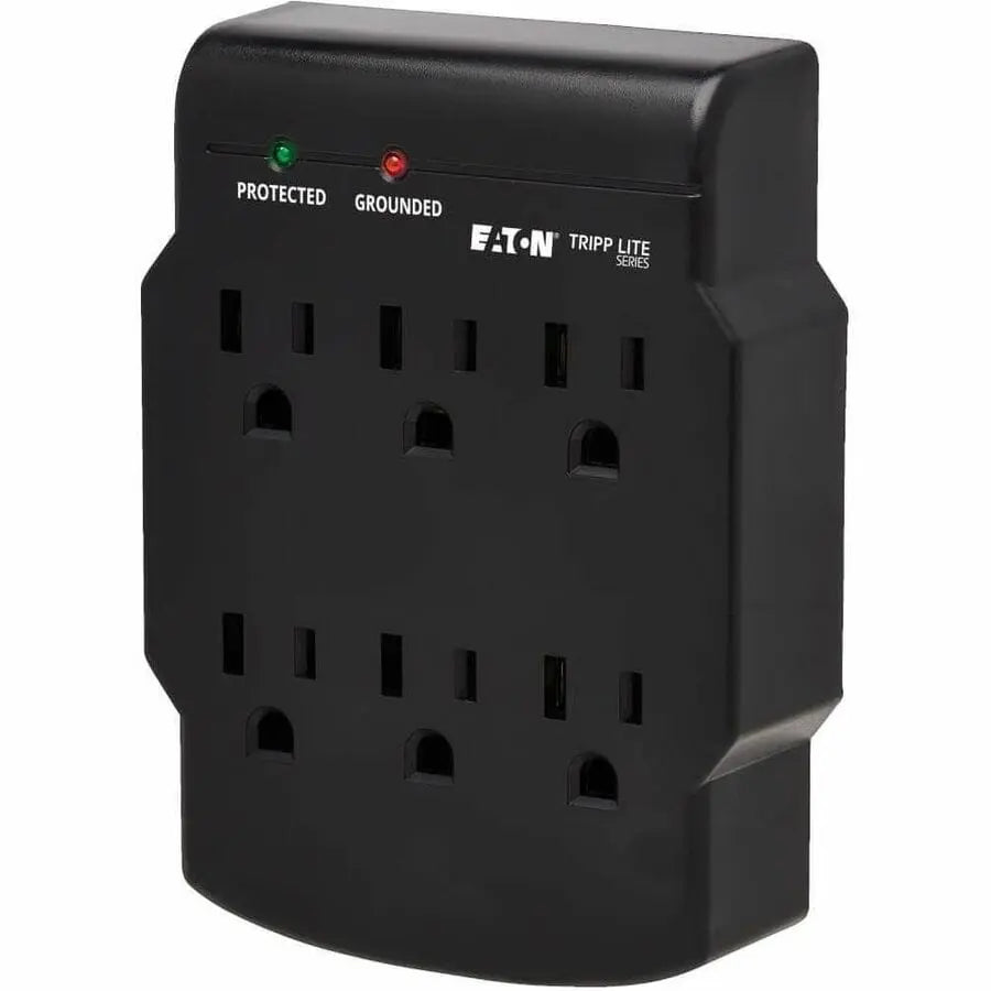 EATON Tripp Lite Surge Protector Wallmount Direct Plug In 120V 6 Outlet 540 Joules Black - Receptacles: 6 x NEMA 5-15R - 540J - SK6-0B
