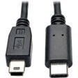 EATON Tripp Lite USB 2.0 Hi-Speed Cable 5-Pin Mini-B to USB Type-C USB-C M/M 6ft - USB - 60 MB/s - 6 ft - 1 x Mini Type B Male USB - 1 x Type C Male USB - Gold-plated Contacts, Nickel Plated - Shielding - B...  - U040-006-MINI