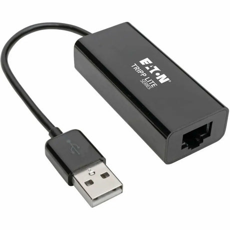 EATON Tripp Lite USB 2.0 Hi-Speed to Ethernet NIC Network Adapter White 10/100 Mbps - for Network Device - 1 x Type A Male USB - 1 x RJ-45 Female Network - Black - U236-000-R