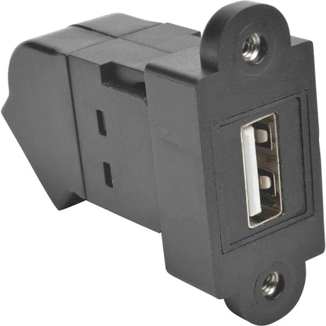 EATON Tripp Lite USB 2.0 Keystone Panel Mount Coupler All-in-One Angled F/F Black - 1 x Type A Female USB - 1 x Type A Female USB - Nickel Plated Connector - Gold Plated Contact - Black - U060-000-KPA-BK