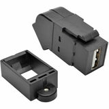 EATON Tripp Lite USB 2.0 Keystone Panel Mount Coupler All-in-One Angled F/F Black - 1 x Type A Female USB - 1 x Type A Female USB - Nickel Plated Connector - Gold Plated Contact - Black - U060-000-KPA-BK