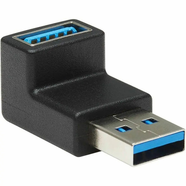 EATON Tripp Lite USB 3.0 SuperSpeed Adapter - USB-A to USB-A, M/F, Down Angle, Black - 1 x Type A USB 3.1 (Gen 1) USB Male - 1 x Type A USB 3.1 (Gen 1) USB Female - Nickel Connector - Gold Contact - Black - U324-000-DN