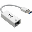 EATON Tripp Lite USB 3.0 SuperSpeed to Gigabit Ethernet NIC Network Adapter RJ45 10/100/1000 White - USB 3.0 - 1 x Network (RJ-45) - Twisted Pair - U336-000-GBW