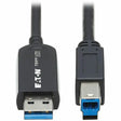 EATON Tripp Lite USB 3.2 Gen 1 Plenum-Rated Fiber Active Optical Cable (AOC) - 5 Gbps, (A to B M/M), Black, 30 m - 98.43 ft Fiber Optic Data Transfer Cable for Printer, Scanner, Desktop Computer, Notebook, ...  - U328F-30M