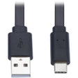 EATON Tripp Lite USB-A to USB C Cable Flat USB 2.0 M/M Thunderbolt 3 Black 3ft - 3 ft USB/USB-C Data Transfer Cable for Smartphone, Computer, Wall Charger, Car Charger, Mobile Device, MacBook Pro, Notebook,...  - U038-003-FL