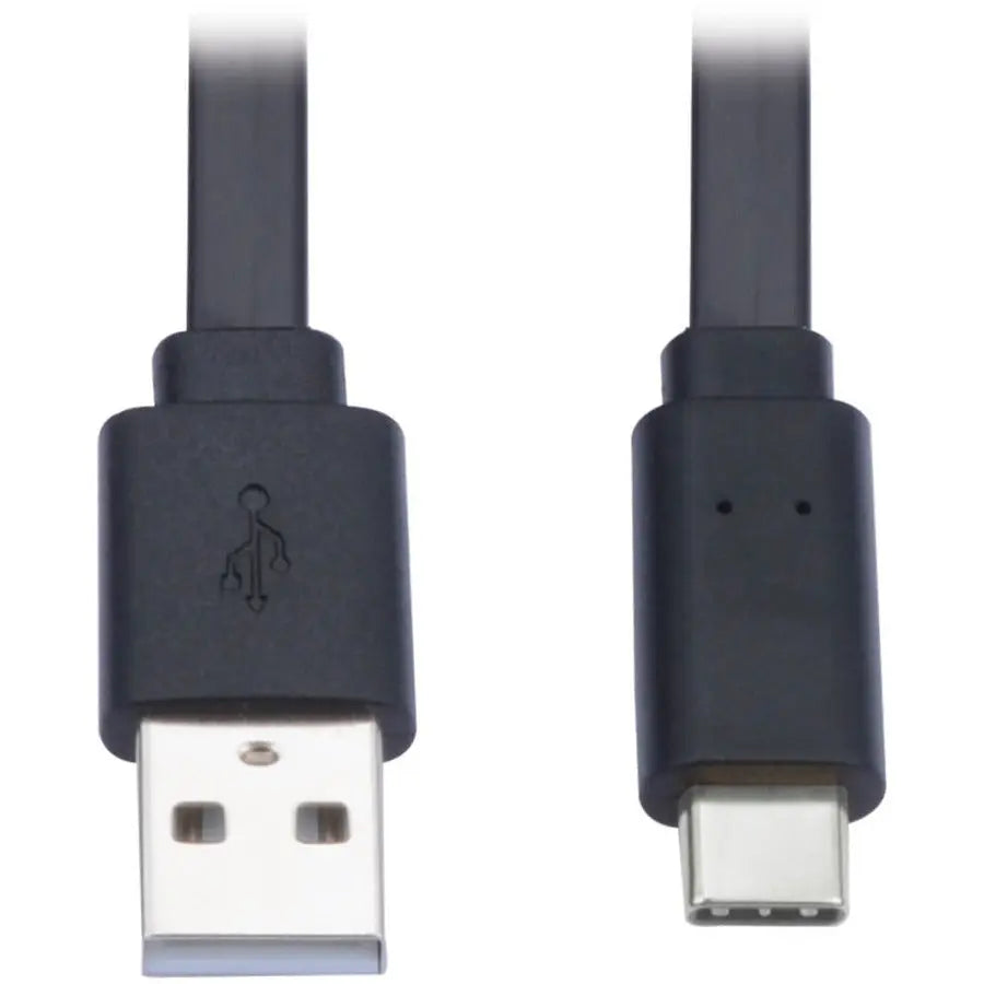 EATON Tripp Lite USB-A to USB C Cable Flat USB 2.0 M/M Thunderbolt 3 Black 3ft - 3 ft USB/USB-C Data Transfer Cable for Smartphone, Computer, Wall Charger, Car Charger, Mobile Device, MacBook Pro, Notebook,...  - U038-003-FL