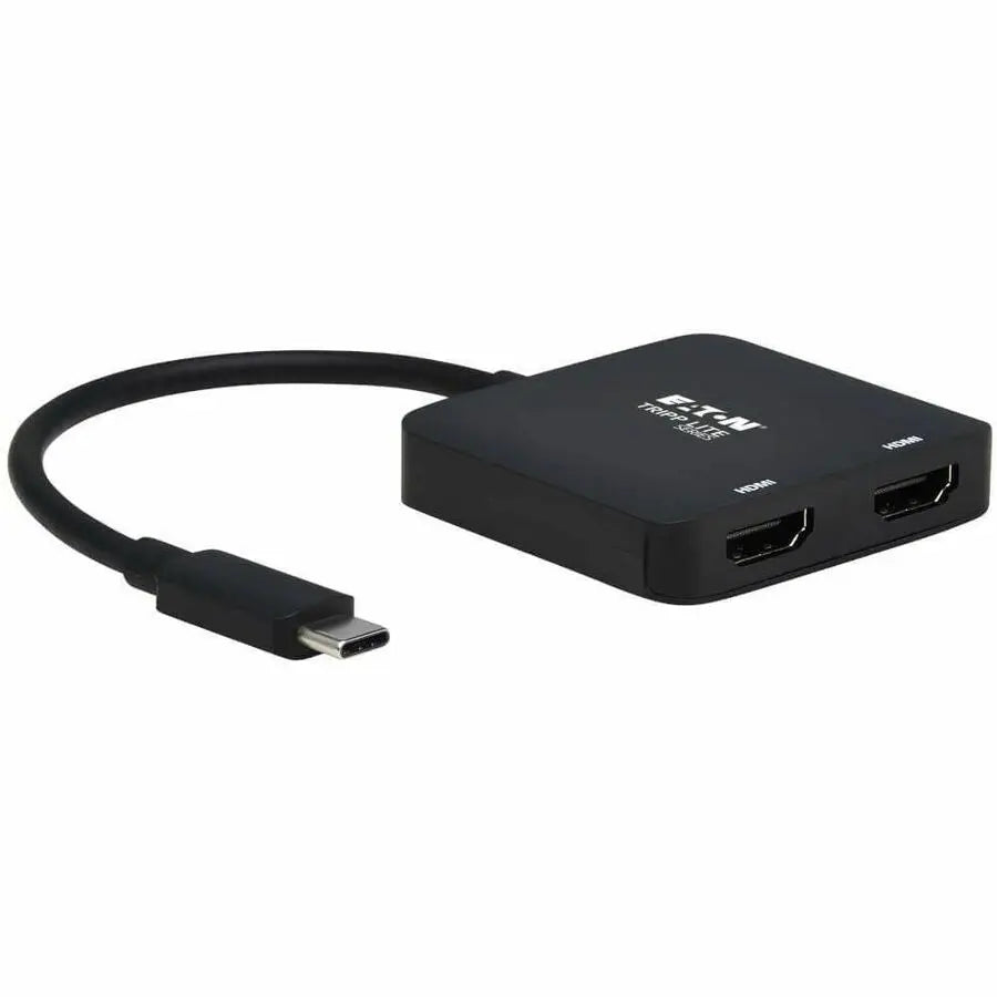 EATON Tripp Lite USB C Adapter Dual-Display 4K 60Hz HDMI HDR 4:4:4 HDCP 2.2 Black - 1 x Type C USB 3.2 (Gen 2) Powered USB Male - 2 x HDMI HDMI 2.0 Digital Audio/Video Female - 3840 x 2160 Supported - Nicke...  - U444-2H-MST4K6
