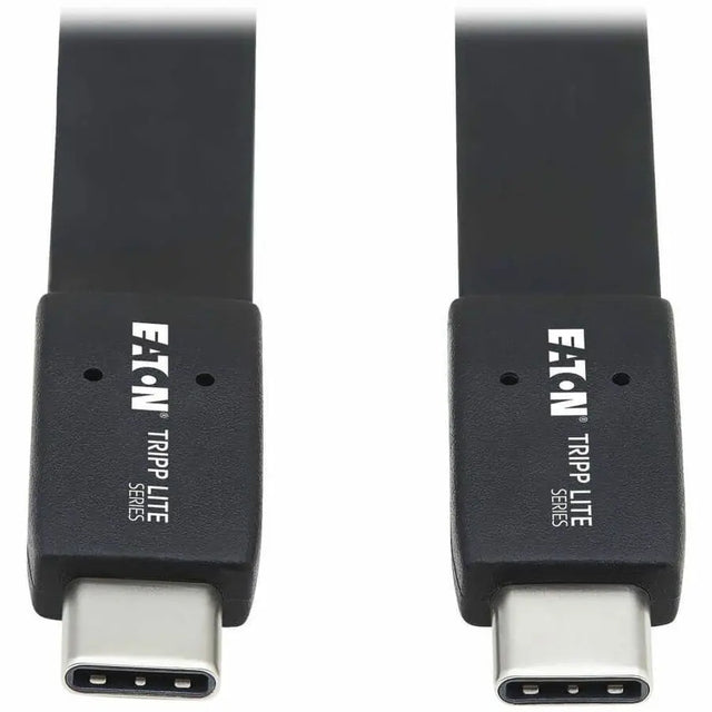 EATON Tripp Lite USB C Cable Flat USB 3.1 Gen2 10Gbps M/M Thunderbolt 3 Black 3ft - 3 ft USB-C Data Transfer Cable for Smartphone, Computer, Charger, Power Bank, Mobile Device, Tablet, MacBook Pro, Notebook...  - U420-003-G2-FL