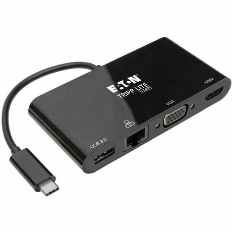 EATON Tripp Lite USB C Docking Station Adapter Converter 4K w/ HDMI, VGA, Gigabit Ethernet, USB-A Hub, Black, Thunderbolt 3 Compatible - for Notebook/Tablet/Smartphone/Projector/Monitor - USB 3.1 Type C - 2...  - U444-06N-HV4GUB