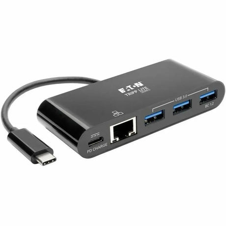 EATON Tripp Lite USB C Docking Station w/ USB Hub, Ethernet Adapter & PD Charging - USB Type C - External - 4 USB Port(s) - 1 Network (RJ-45) Port(s) - 3 USB 3.0 Port(s) - Mac, PC - U460-003-3AGB-C