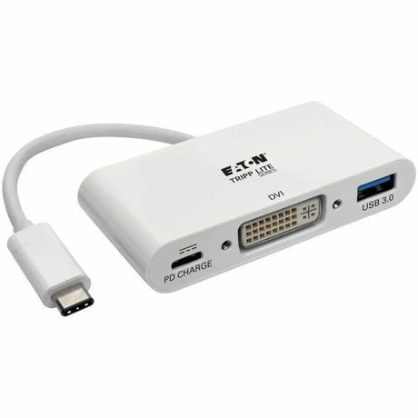 EATON Tripp Lite USB C to DVI Multiport Video Adapter Converter w/ USB-A Hub & USB-C PD Charging Port, Thunderbolt 3 Compatible, USB Type C to DVI, USB Type-C - 1 x Total Number of DVI - PC - U444-06N-DU-C