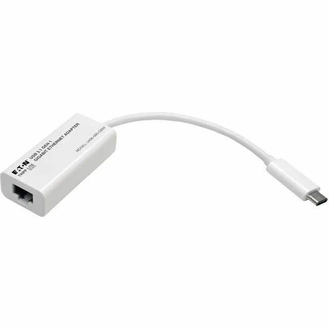 EATON Tripp Lite USB-C to Gigabit Ethernet NIC Network Adapter 10/100/1000 Mbps White - USB 3.1 - 1 Port(s) - 1 - Twisted Pair - U436-06N-GBW