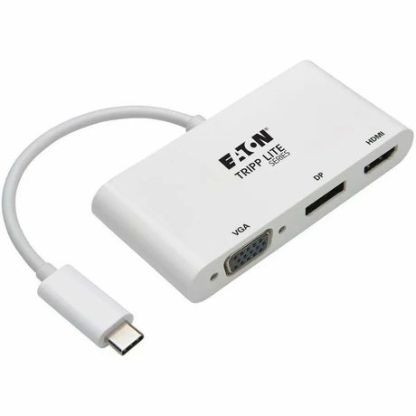 EATON Tripp Lite USB C to HDMI DisplayPort VGA Multiport Adapter 4K USB Type C White - 1 x USB Type C Male Thunderbolt 3 - 1 x HDMI Female Digital Audio/Video, 1 x DisplayPort Female Digital Audio/Video, 1 ...  - U444-06N-HVDPW