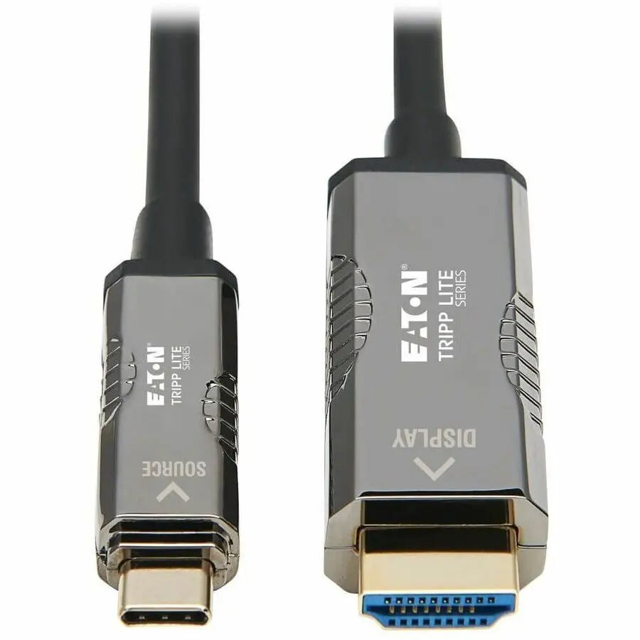 EATON Tripp Lite USB C to HDMI Fiber Active Optical Cables UHD 4K60HZ Black 15M - 49.21 ft Fiber Optic A/V Cable for Audio/Video Device, MacBook, Notebook, HDTV, Monitor, Projector, Desktop Computer, Audio/...  - U444F3-15M-H4K6