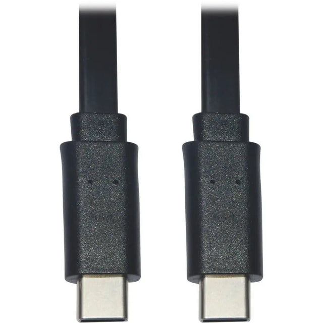 EATON Tripp Lite USB C to USB C Cable Flat USB 2.0 M/M Thunderbolt 3 Black 3ft - 3 ft USB-C Data Transfer Cable for Smartphone, Computer, Wall Charger, Mobile Device, MacBook Pro, Notebook, Tablet, PC, Powe...  - U040-003-C-FL