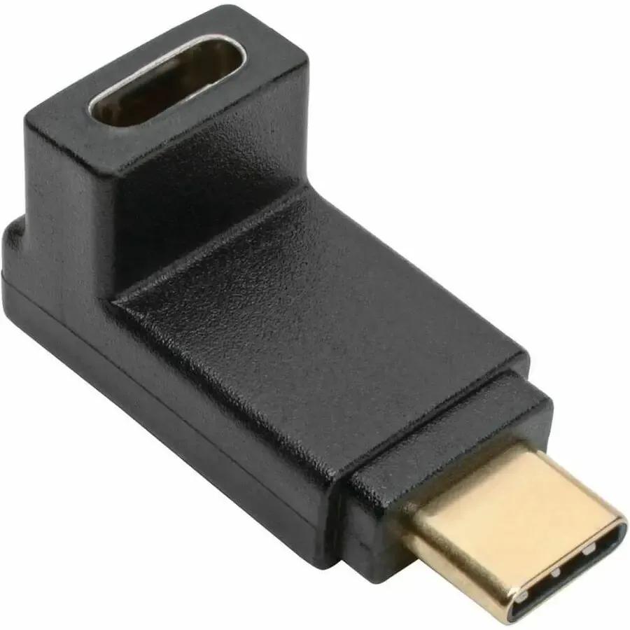 EATON Tripp Lite USB C to USB Type C Adapter Converter Right Angle M/F 10Gbps 3A - 1 x Type C Male USB - 1 x Type C Female USB - Gold Connector - Gold Contact - Black - U420-000-F-UD