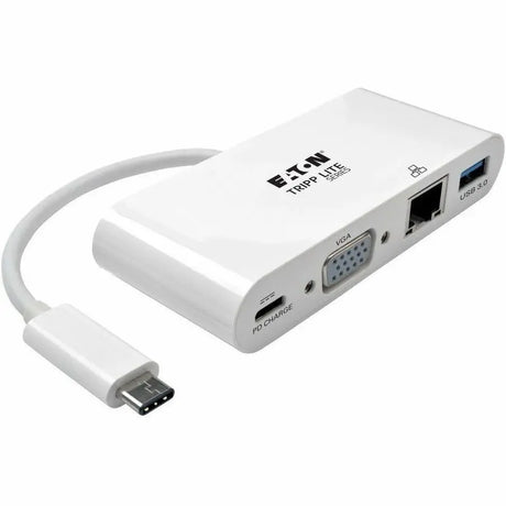 EATON Tripp Lite USB C to VGA Multiport Video Adapter Converter w/ USB-A Hub, USB-C PD Charging Port & Gigabit Ethernet Port, Thunderbolt 3 Compatible, USB Type C to VGA, USB-C, USB Type-C - for Notebook/Ta...  - U444-06N-VGU-C
