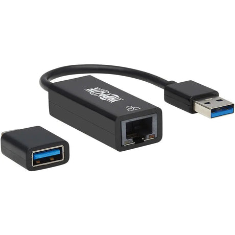 EATON Tripp Lite USB C USB-A to RJ45 Gigabit Ethernet Network Adapter 2xM/F Black - USB 3.0 Type A - 128 MB/s Data Transfer Rate - 1 Port(s) - 1 - Twisted Pair - 10/100/1000Base-T - Portable - U336-000-GB-CA