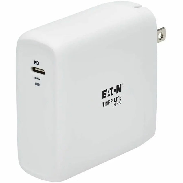 EATON Tripp Lite USB C Wall Charger 1-Port Compact Gan Technology 100W PD 3.0 - 120 V AC, 230 V AC Input - 5 V DC/5 A, 9 V DC, 15 V DC, 20 V DC Output - White - U280-W01-100C1G