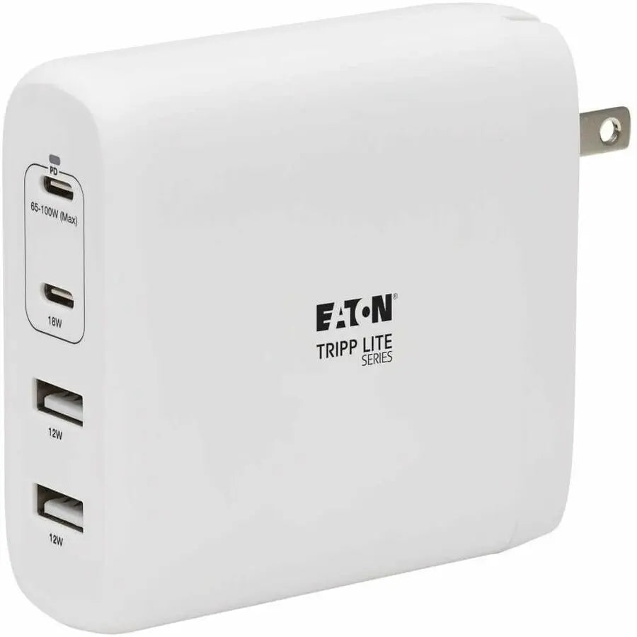 EATON Tripp Lite USB C Wall Charger 4Port Compact Gan Technology 100W PD3.0 White - 120 V AC, 230 V AC Input - 5 V DC/5 A, 9 V DC, 15 V DC, 20 V DC Output - White - U280-W04-100C2G