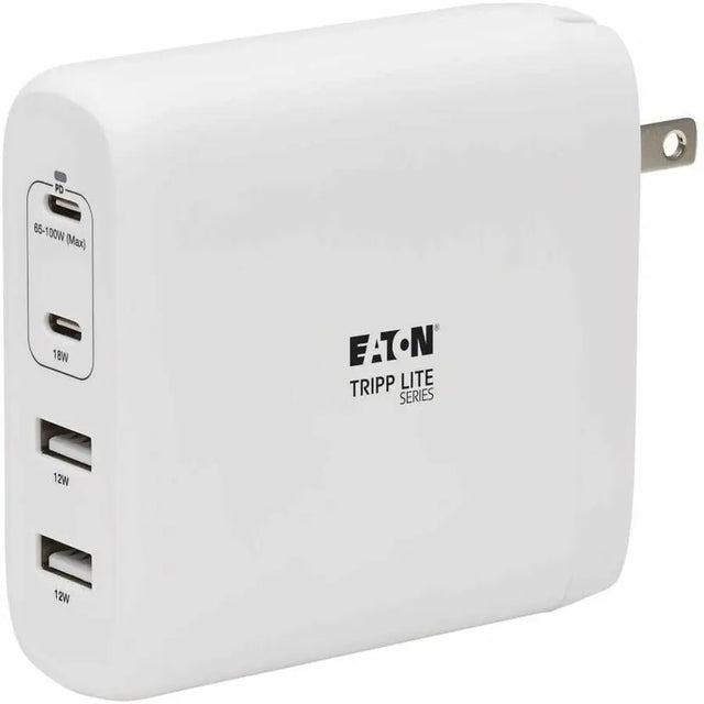 EATON Tripp Lite USB C Wall Charger 4Port Compact Gan Technology 100W PD3.0 White - 120 V AC, 230 V AC Input - 5 V DC/5 A, 9 V DC, 15 V DC, 20 V DC Output - White - U280-W04-100C2G