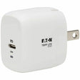 EATON Tripp Lite USB-C Wall Charger Compact 1-Port GaN Technology, 20W PD 3.0 Charging, White - 120 V AC, 230 V AC Input - 5 V DC/3 A, 9 V DC Output - White - U280-W01-20C1-G
