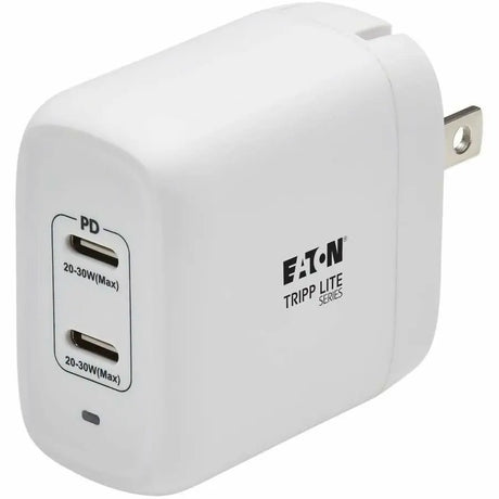 EATON Tripp Lite USB C Wall Charger Dual-Port Compact 40W PD Charging GaN White - 120 V AC, 230 V AC Input - 5 V/3 A, 9 V, 12 V Output - White - U280-W02-40C2-G