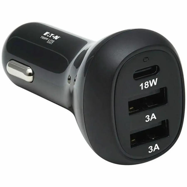 EATON Tripp Lite USB Car Charger 3-Port 36W Max Charging USB C, 2 USB-A Black - 12 V DC Input - 5 V DC/3 A, 9 V DC, 12 V DC Output - Black - U280-C03-36W-1B
