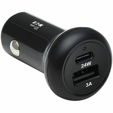 EATON Tripp Lite USB Car Charger Dual-Port 24W Charging USB C USB-A QC 3.0 Black - 12 V DC Input - 5 V DC/3 A, 9 V DC, 12 V DC Output - Black - U280-C02-24W-1B