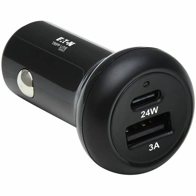 EATON Tripp Lite USB Car Charger Dual-Port 24W Charging USB C USB-A QC 3.0 Black - 12 V DC Input - 5 V DC/3 A, 9 V DC, 12 V DC Output - Black - U280-C02-24W-1B