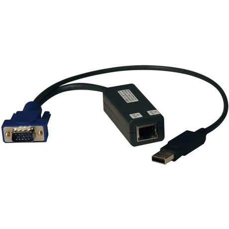 EATON Tripp Lite USB Single Server Interface Unit Virtual Media KVM Switch HD15 USB RJ45 TAA - RJ-45/USB/VGA for KVM Switch - 1 Pack - 1 x HD-15 Male VGA, 1 x RJ-45 Female Network - 1 x Type A Male USB - B078-101-USB-1