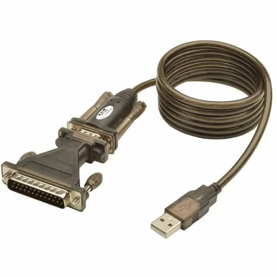 EATON Tripp Lite USB to RS232 Serial Adapter Cable USB-A to DB25 DB9 M/M 5' 5ft - for Tablet PC, Phone, Camera, Modem, Notebook - 5 ft - 1 x Type A Male USB - 1 x DB-9 Male Serial - Gold-plated Contacts - S...  - U209-005-DB25