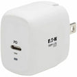 EATON Tripp Lite USB Wall Charger USB C 18W Charging GaN Tech w/Lightning Cable - 120 V AC, 230 V AC Input - 5 V DC/3 A, 9 V DC Output - White - U280-W01-18C1-K