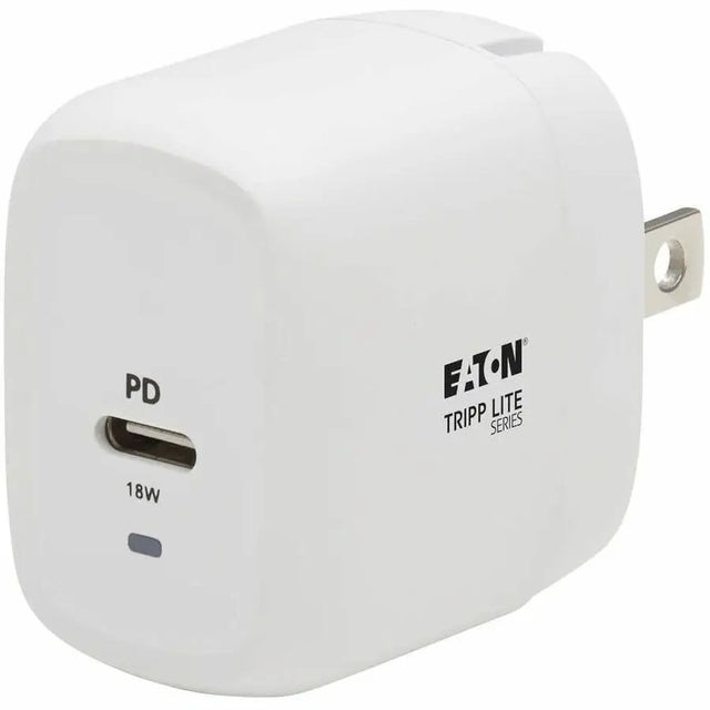 EATON Tripp Lite USB Wall Charger USB C 18W Charging GaN Tech w/Lightning Cable - 120 V AC, 230 V AC Input - 5 V DC/3 A, 9 V DC Output - White - U280-W01-18C1-K
