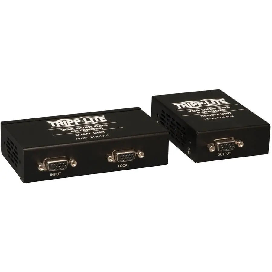 EATON Tripp Lite VGA over Cat5/Cat6 Video Extender Kit Transmitter/Receiver EDID 1000' - 1 Input Device - 2 Output Device - 1000 ft Range - 2 x Network (RJ-45) - 1 x VGA In - 2 x VGA Out - 1920 x 1440 - Twi...  - B130-101-2