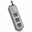 EATON Tripp Lite Waber Power Strip Metal 5-15R 3 Outlet 5-15P 6' Cord - NEMA 5-15P - 3 NEMA 5-15R - 6ft - 3SP