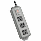 EATON Tripp Lite Waber Power Strip Metal 5-15R 3 Outlet 5-15P 6' Cord - NEMA 5-15P - 3 NEMA 5-15R - 6ft - 3SP