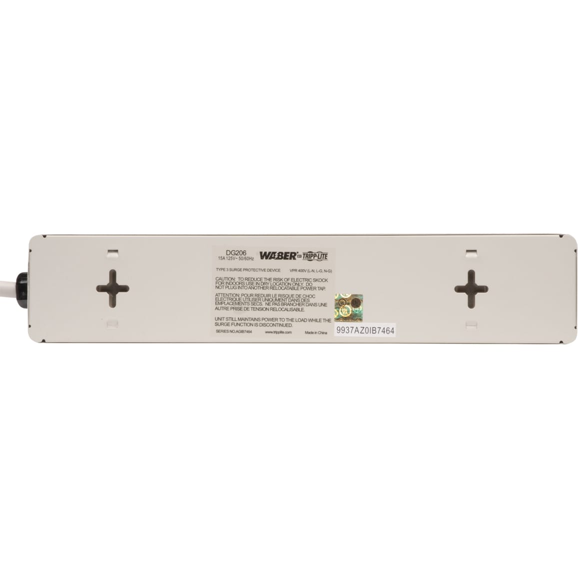 EATON Tripp Lite Waber Surge Protector Strip 6 outlet 6' Cord 1050 Joules - Receptacles: 6 x NEMA 5-15R - 1050J - DG206