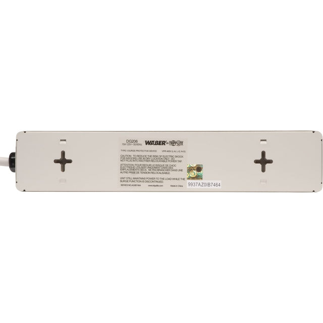 EATON Tripp Lite Waber Surge Protector Strip 6 outlet 6' Cord 1050 Joules - Receptacles: 6 x NEMA 5-15R - 1050J - DG206