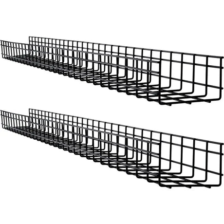 EATON Tripp Lite Wire Mesh Cable Tray - 150 x 100 x 1500 mm (6 in. x 4 in. x 5 ft.) 2-Pack - Cable Tray - Black - 2 Pack - Steel - SRWB6410X2STR
